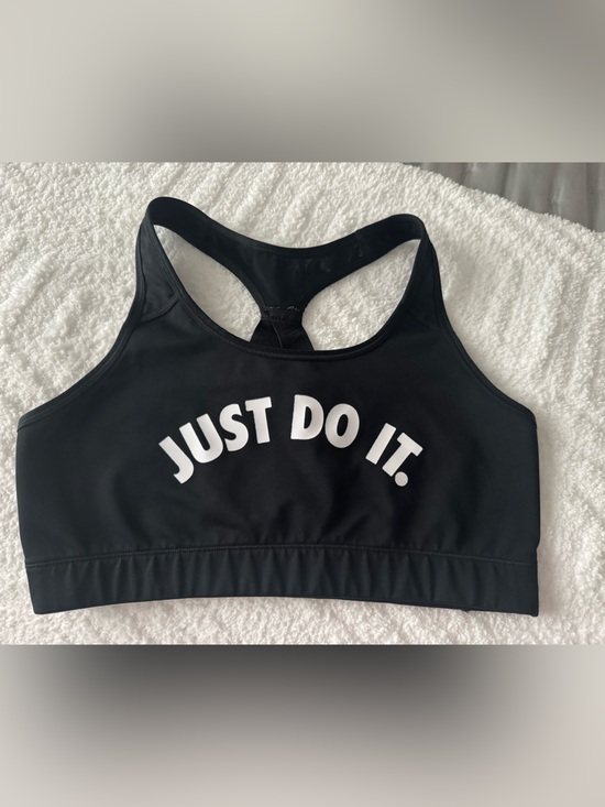 Nike Other - Nike Black Sports Bra with White "Just Do It." Logo Sz L